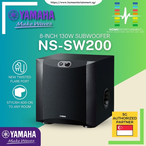 YAMAHA 130W 8" ACTIVE SUBWOOFER - NS-SW200 BL2