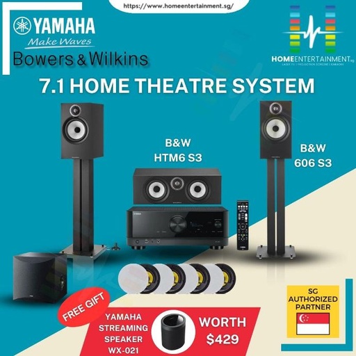 [7.1 Home Theatre Package 1] Bowers&Wilkins 606 S3 + Yamaha RX-V6A