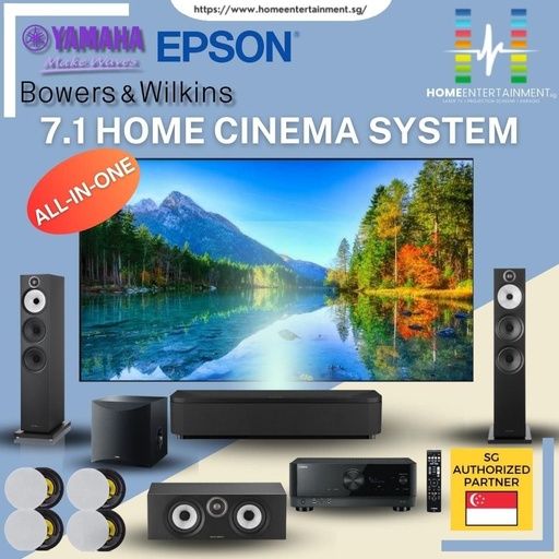 [Full 7.1 Home Cinema Package 2] Bowers&Wilkins + Epson LS800 UST Projector + Yamaha RX-V6A with 100-inch Screen