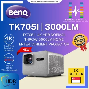 BenQ TK705i | 4K HDR Normal Throw 3000lm Home Entertainment Projector - 3 Years Warranty