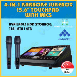 InAndOn 4in1 15.6" Touchscreen Karaoke System with 2x Wireless Mics