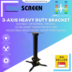 OmniSCREEN 3-Axis Heavy Duty Ceiling Bracket (Adjustable Height: 61-100cm)