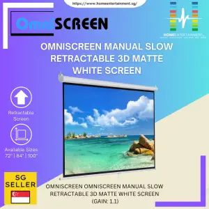 OmniSCREEN 100" Manual Slow Retractable 3D Matte White Screen (Gain 1.1)