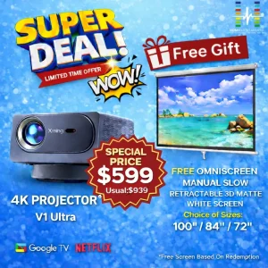 (PROMOTION FREE SCREEN) Formovie Xming V1 Ultra True 4K Projector @ Unbeatable Price - FREE Google TV Stick