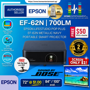 Epson Lifestudio Pop Plus EF-62N Metallic Navy Portable Smart Projector