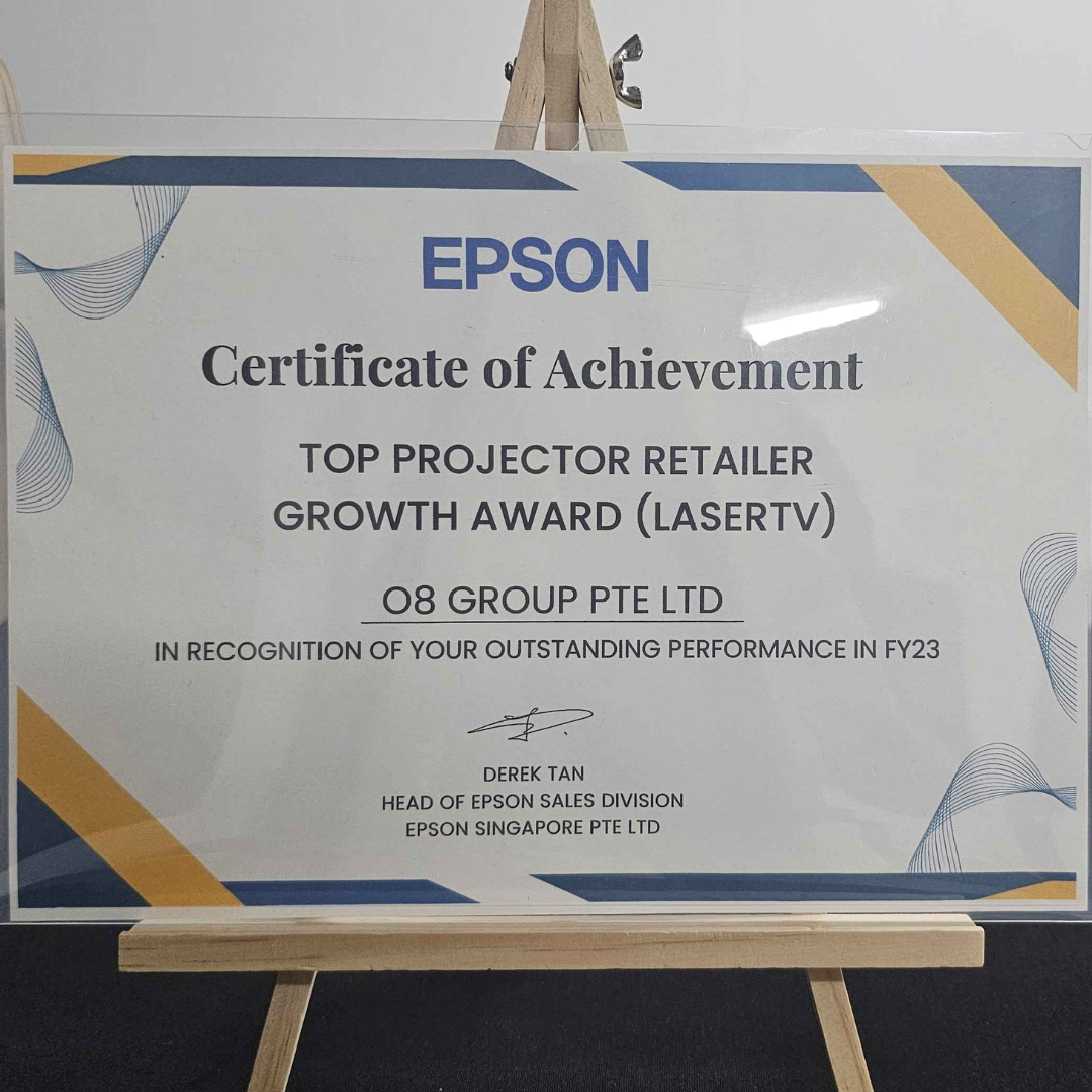 Epson Top Projector Retailer Growth Award Certificate
