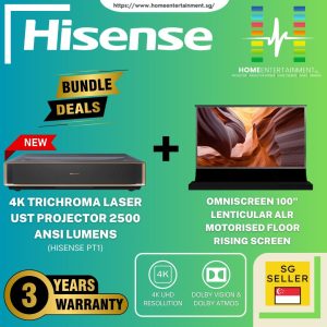 Hisense PT1 Home Cinema Bundle 4K UST + 100" Floor Rising Motorized Screen