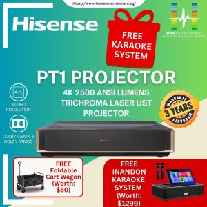 Hisense PT1 4K TriChroma Laser Cinema (up to 150"), 2,500 ANSI LUMENS (3 Years Warranty)